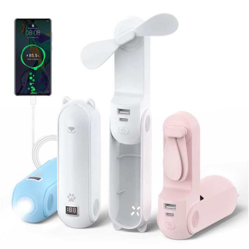 Quạt cầm tay mini TEKKIN đầu USB đa năng 4800mAh/2000mAh 3 IN 1 quạt sạc dự phòng đèn pin
