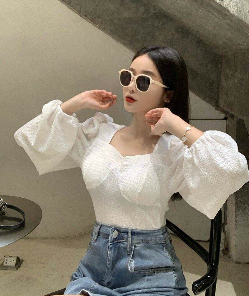 Áo kiểu sang chảnh cúp ngực tay phồng m5