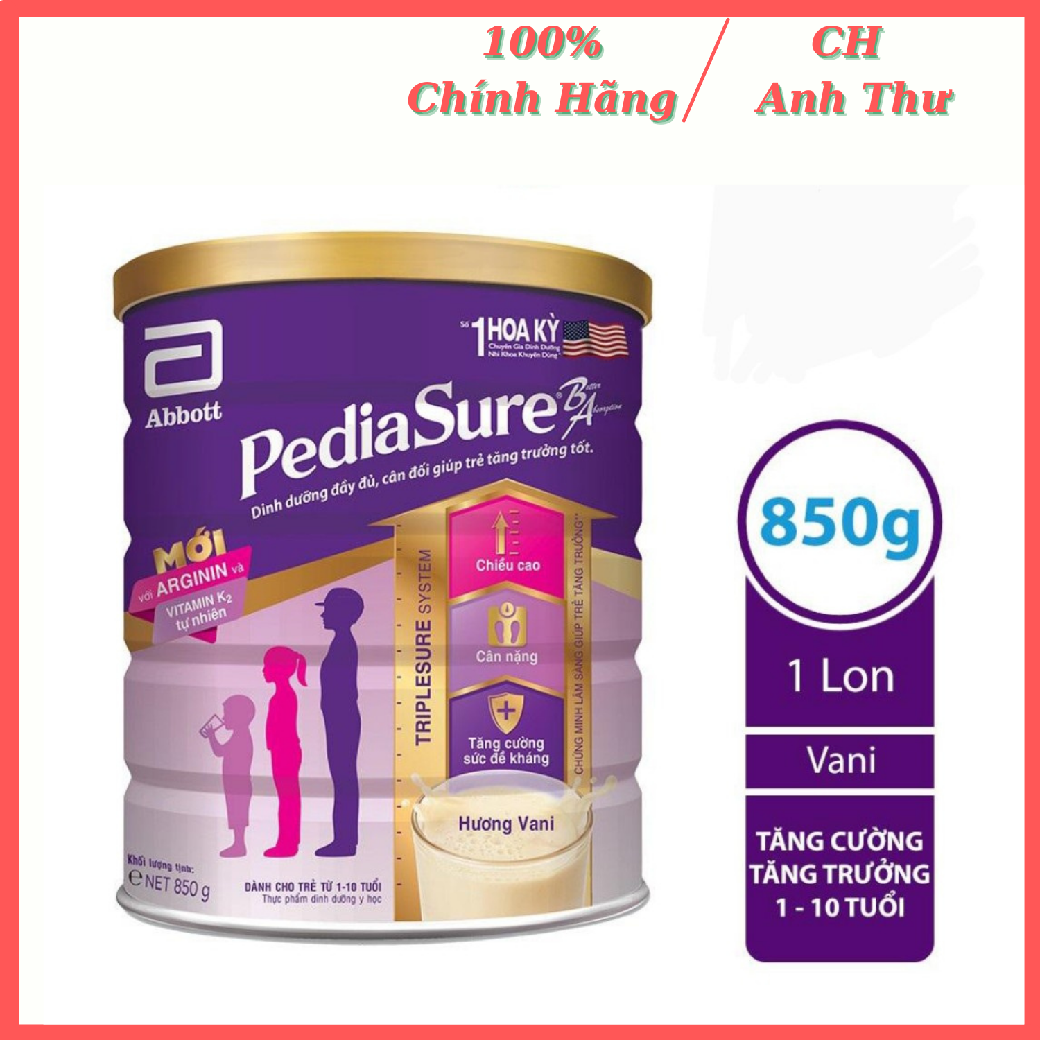 Sữa bột pediasure 850g - hương vani