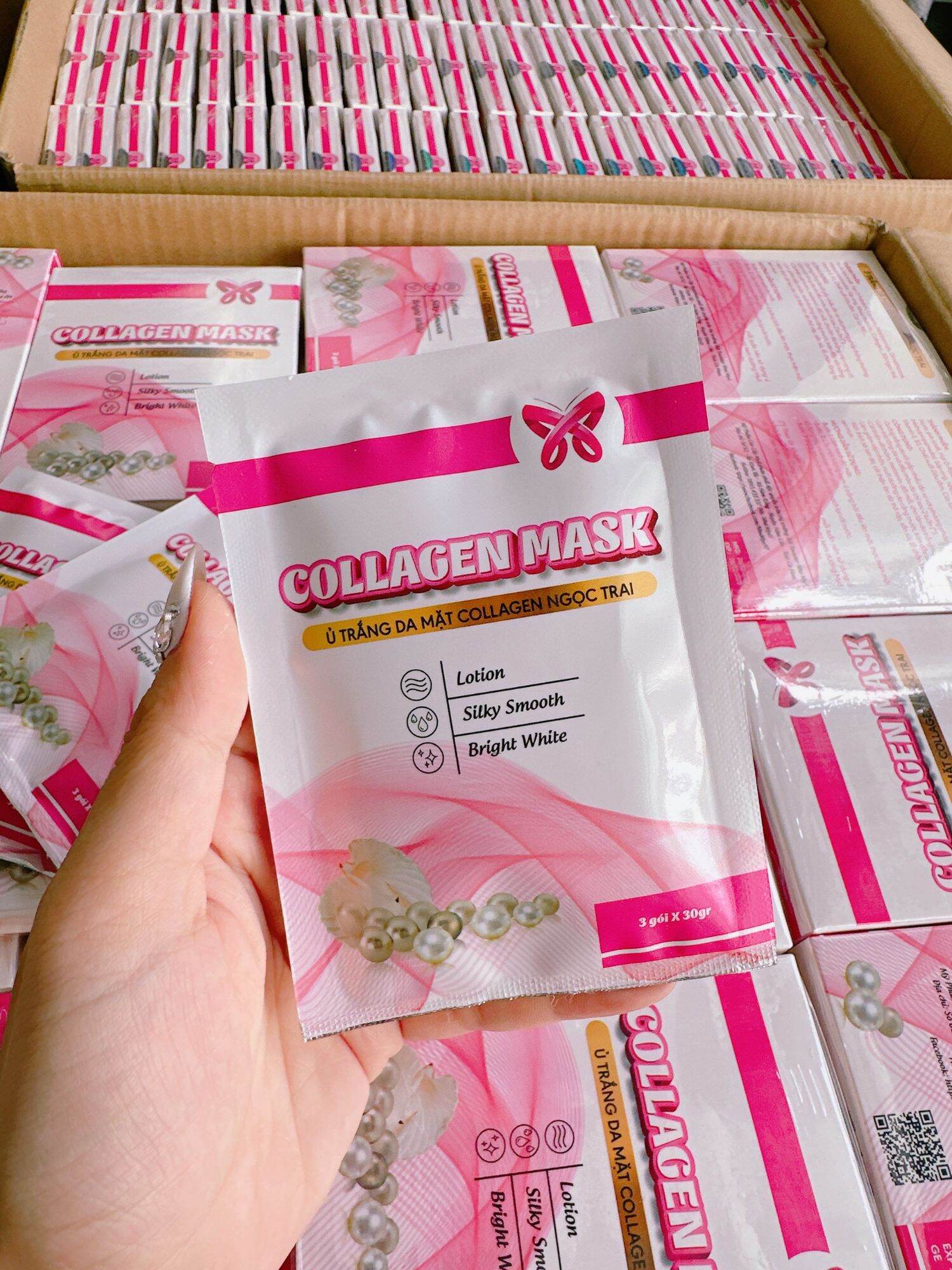 [Tặng kèm cọ đắp nạ] Ủ trắng da mặt collagen ngọc trai MYÔ