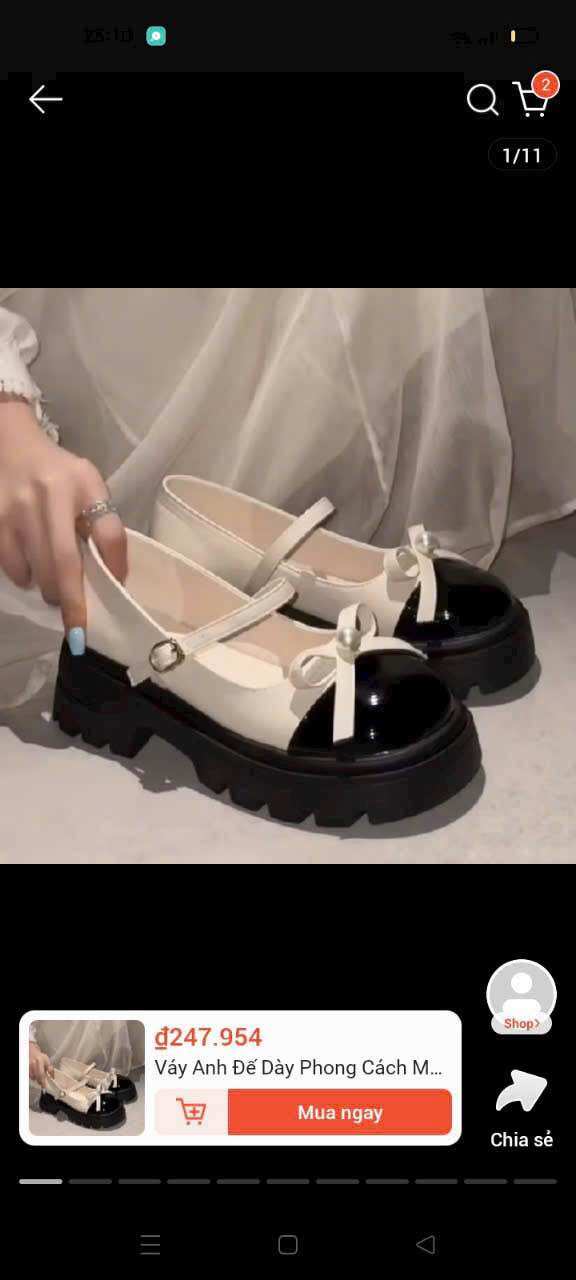  Giày Loli ta đế 5 phân răng cưa gắn nơ đính ngọc L79 