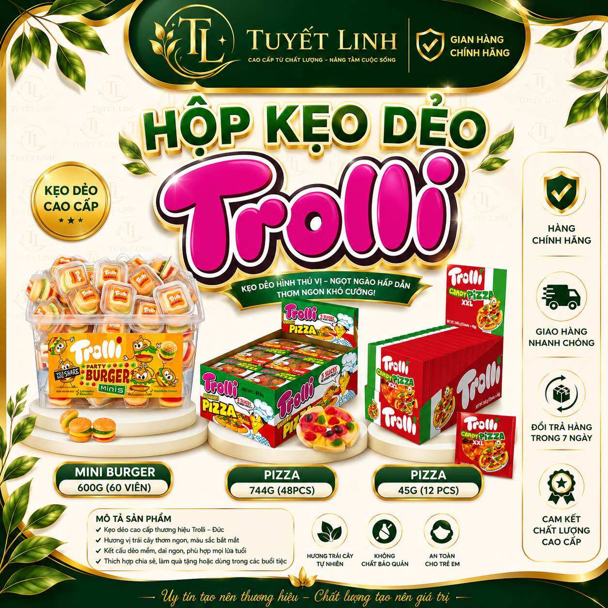 Hộp Kẹo Dẻo Hamburger Siêu Ngon Mềm Mịn Trolli Mini Burger 600g