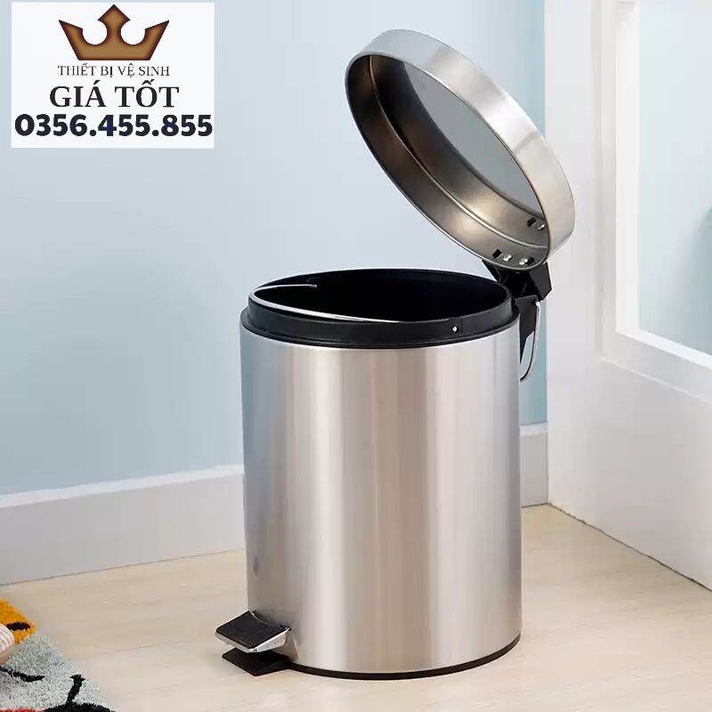 Thùng rác inox đạp chân 5L - Thùng rác tiện lợi