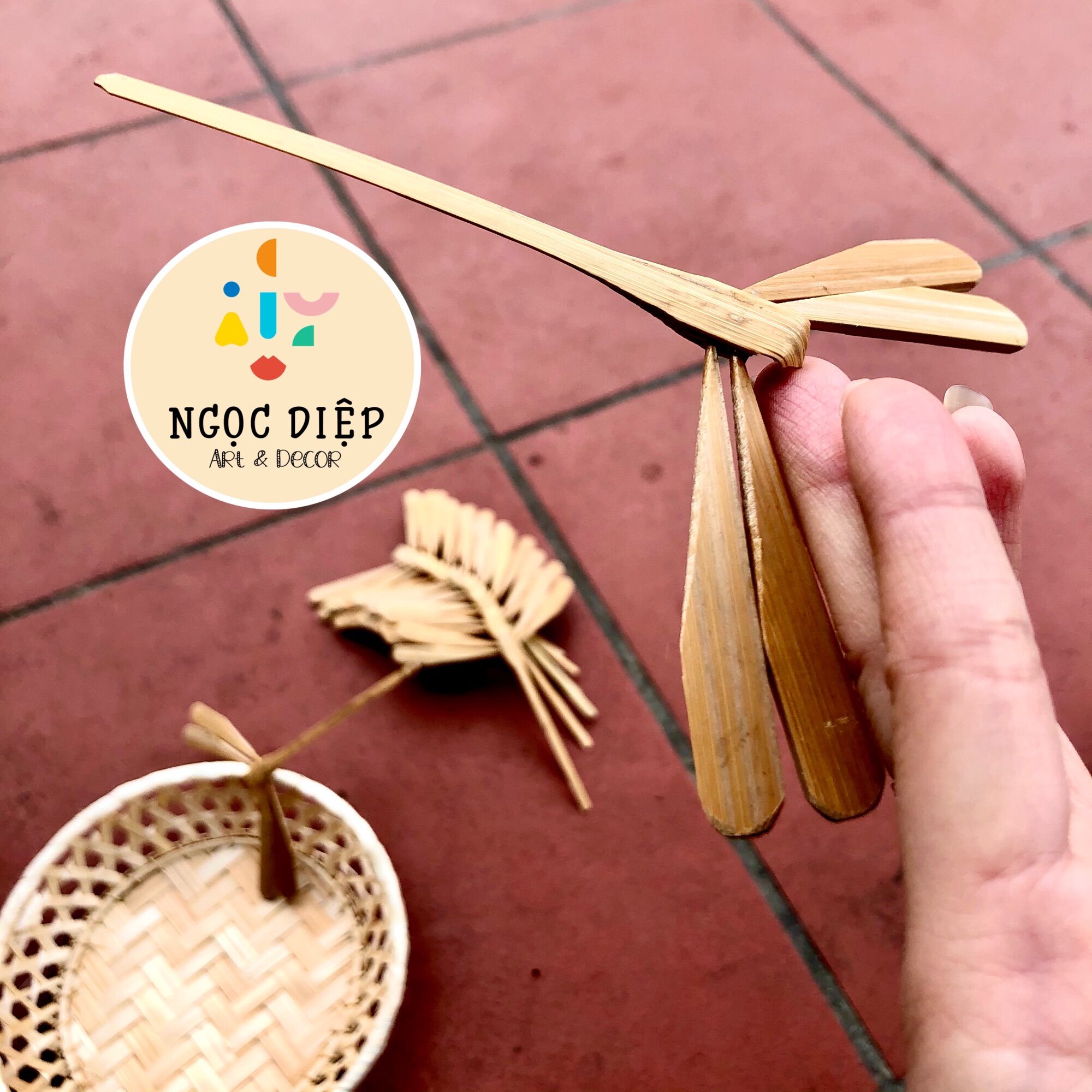 Chuồn chuồn tre mộc 12cm full hộp