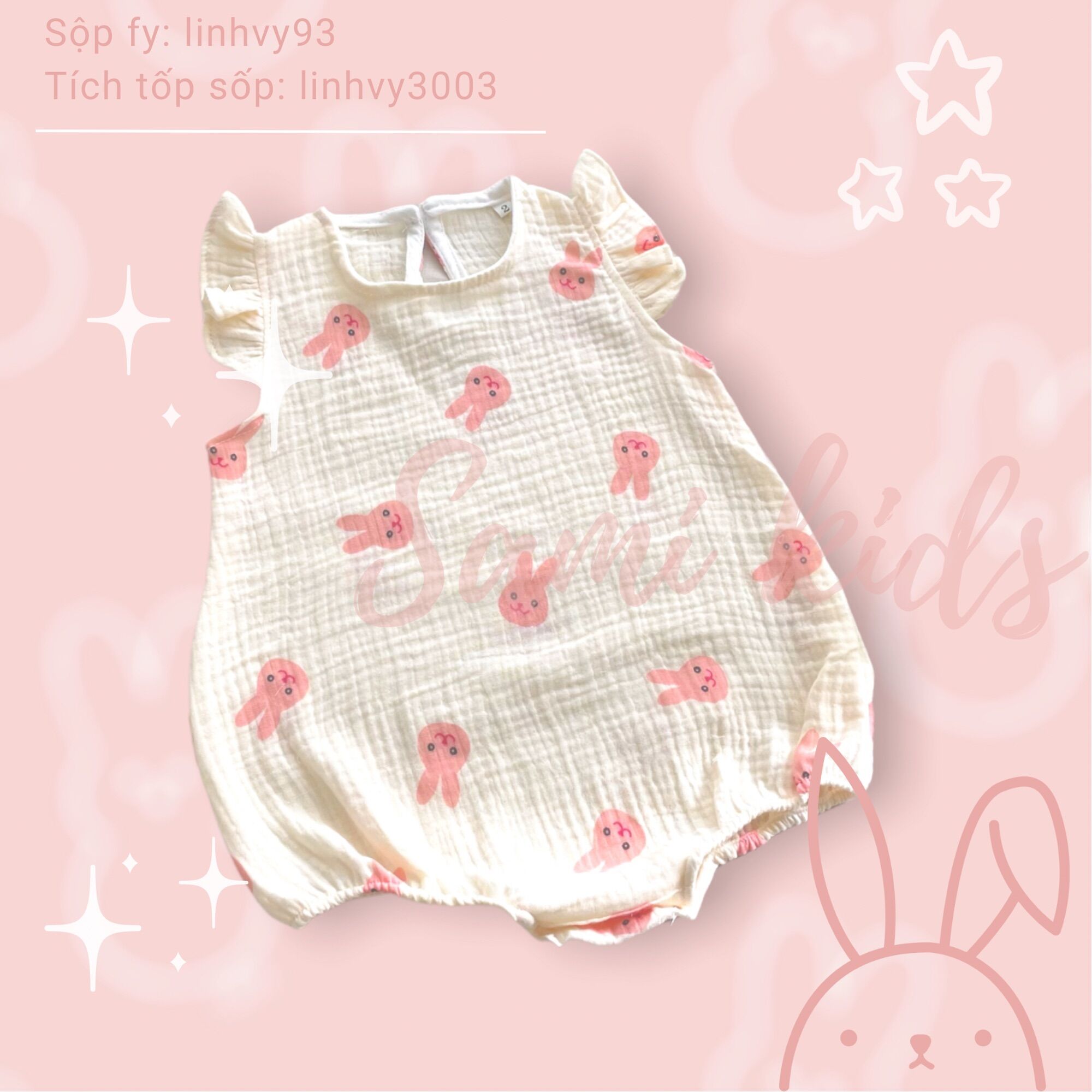 Body xô cánh tiên xô muslin cho bé gái
