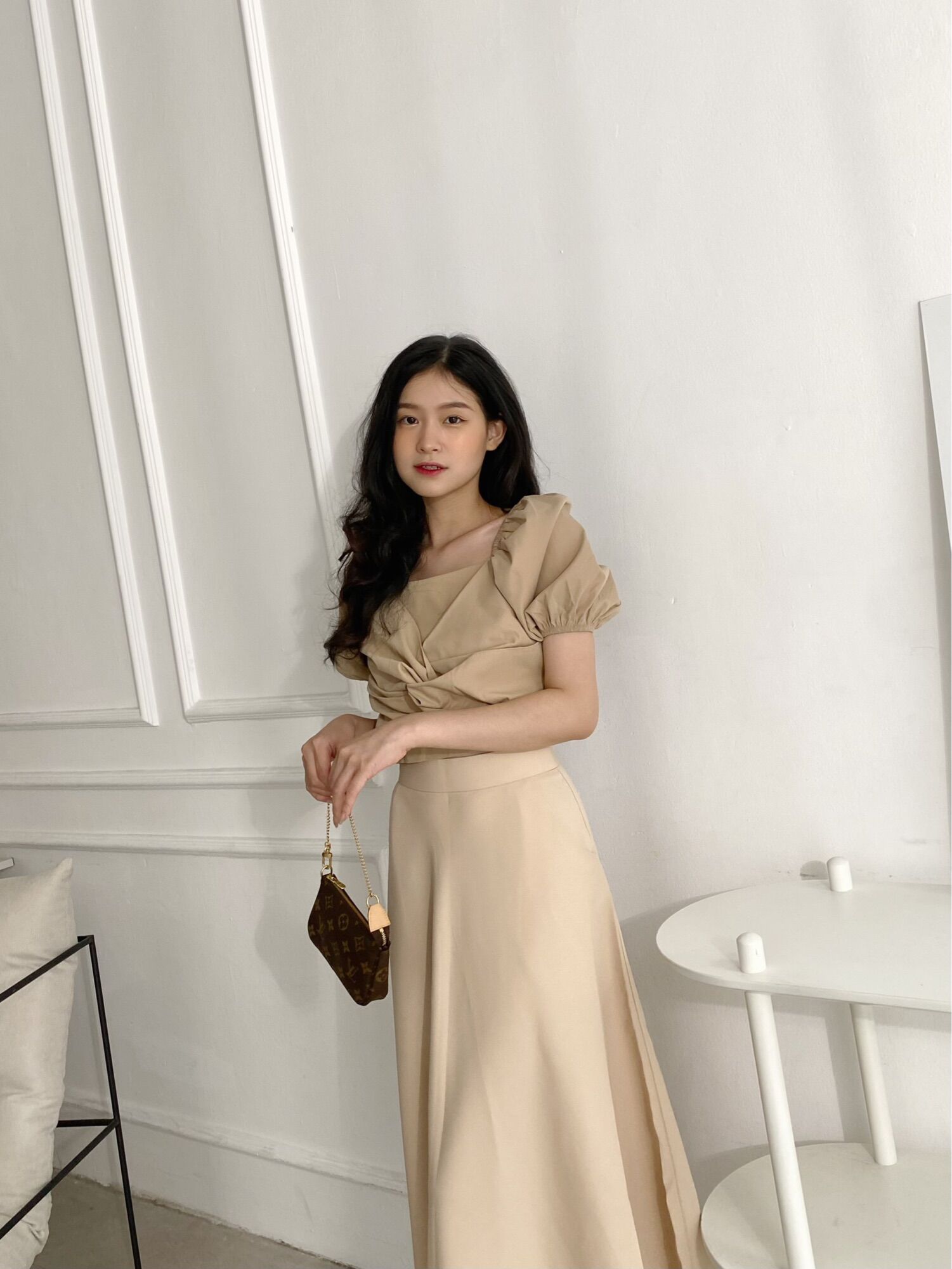 Yu cherry | áo kiểu nữ xoắn trước ngực, tay lỡ anita top ya419