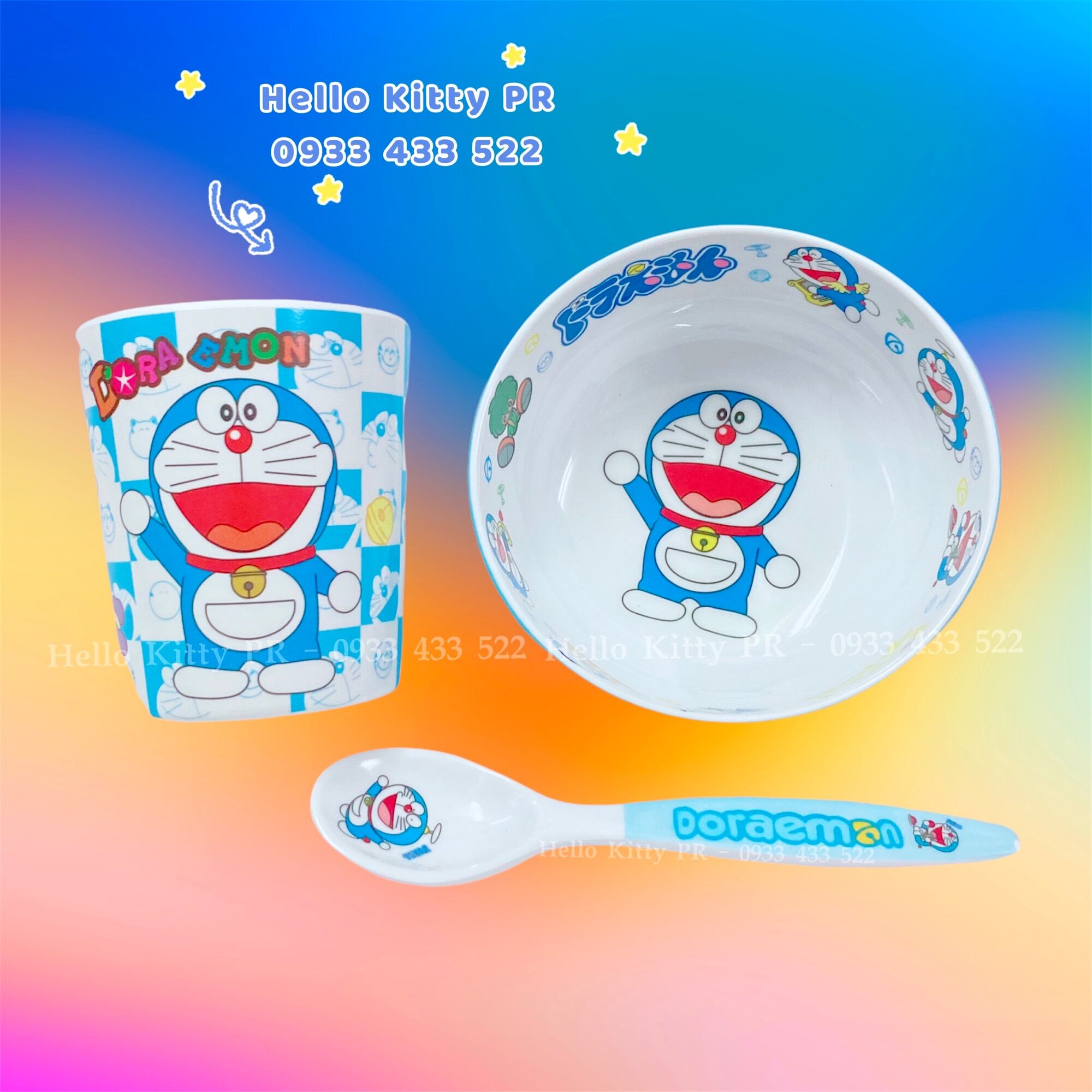 Combo chén muỗng ly cốc Doremon Doraemon