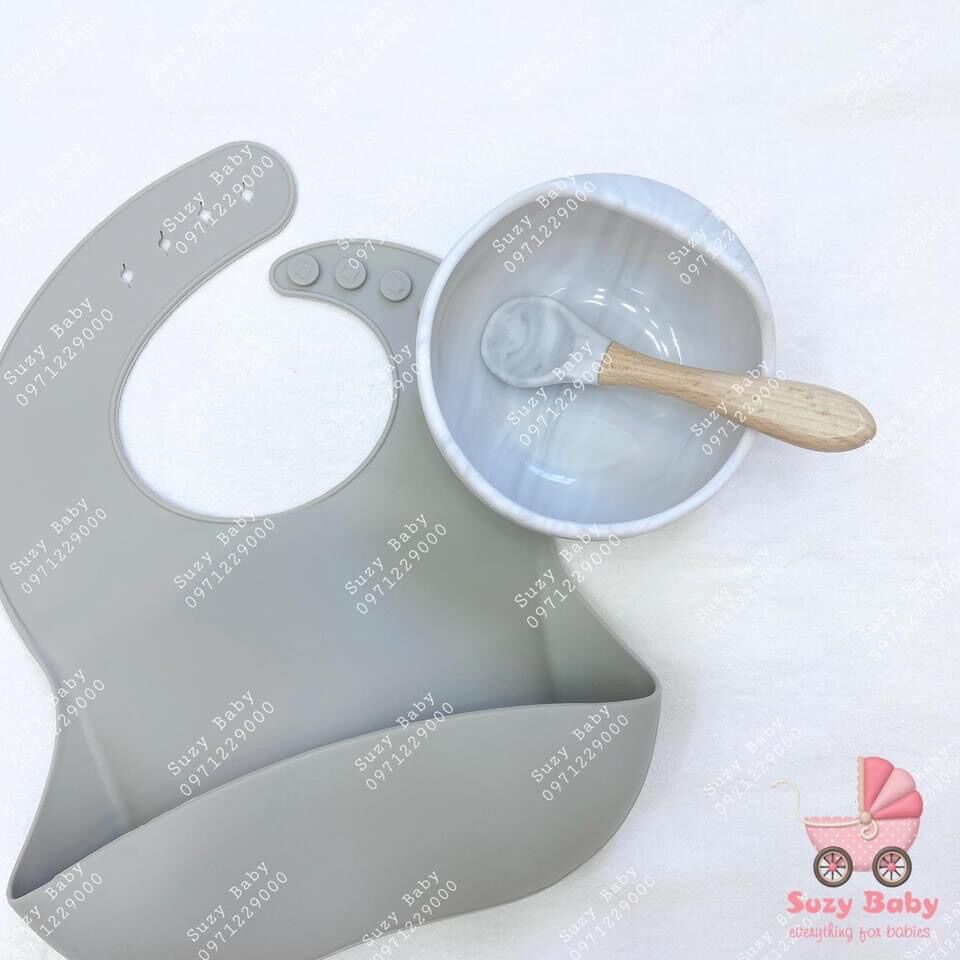 Bát ăn dặm chống lật silicon kèm thìa cho bé