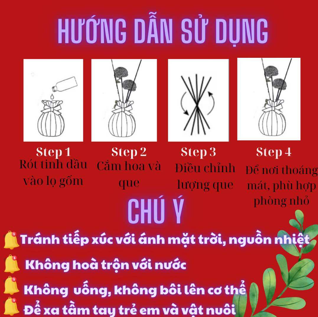 Tinh dầu thơm phòng lọ gốm hoa khô thiết kế
