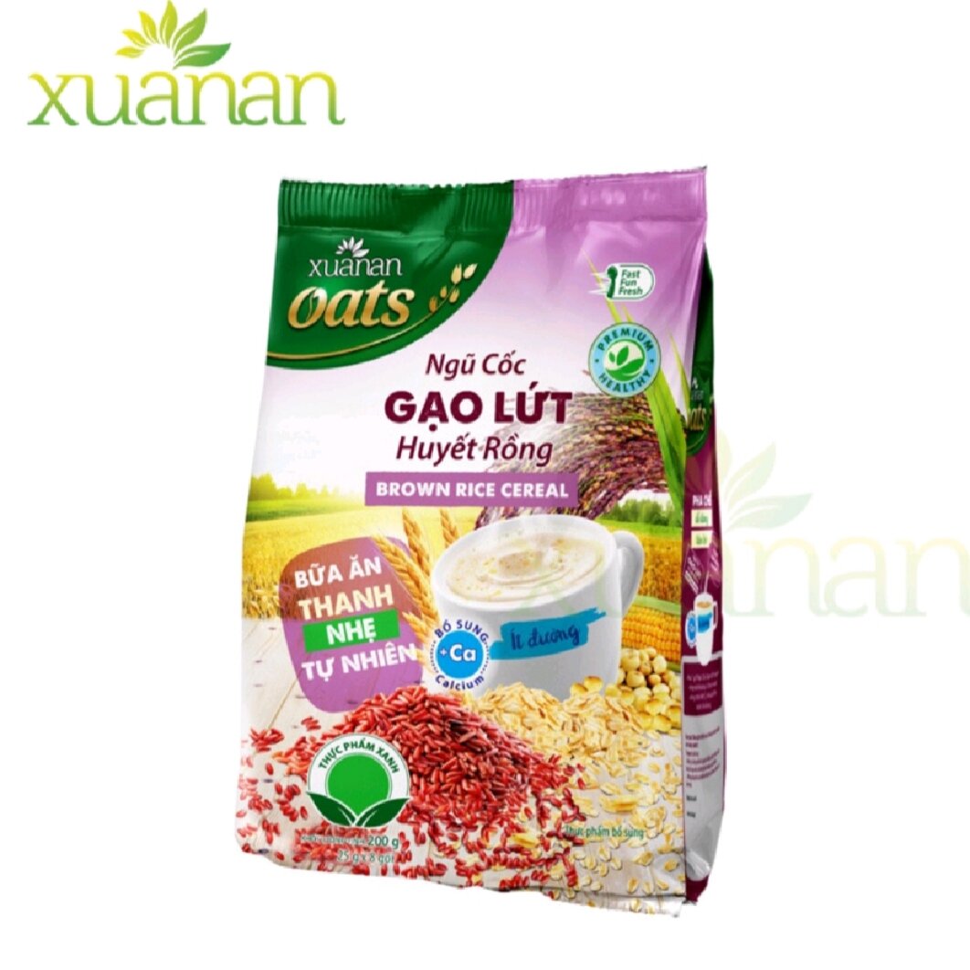 Bột Ngũ Cốc Gạo Lứt Huyết Rồng Xuân An 400gr( Tặng Khuyến Mãi)