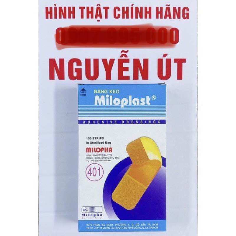 Băng keo cá nhân miloplast hộp 100 miếng