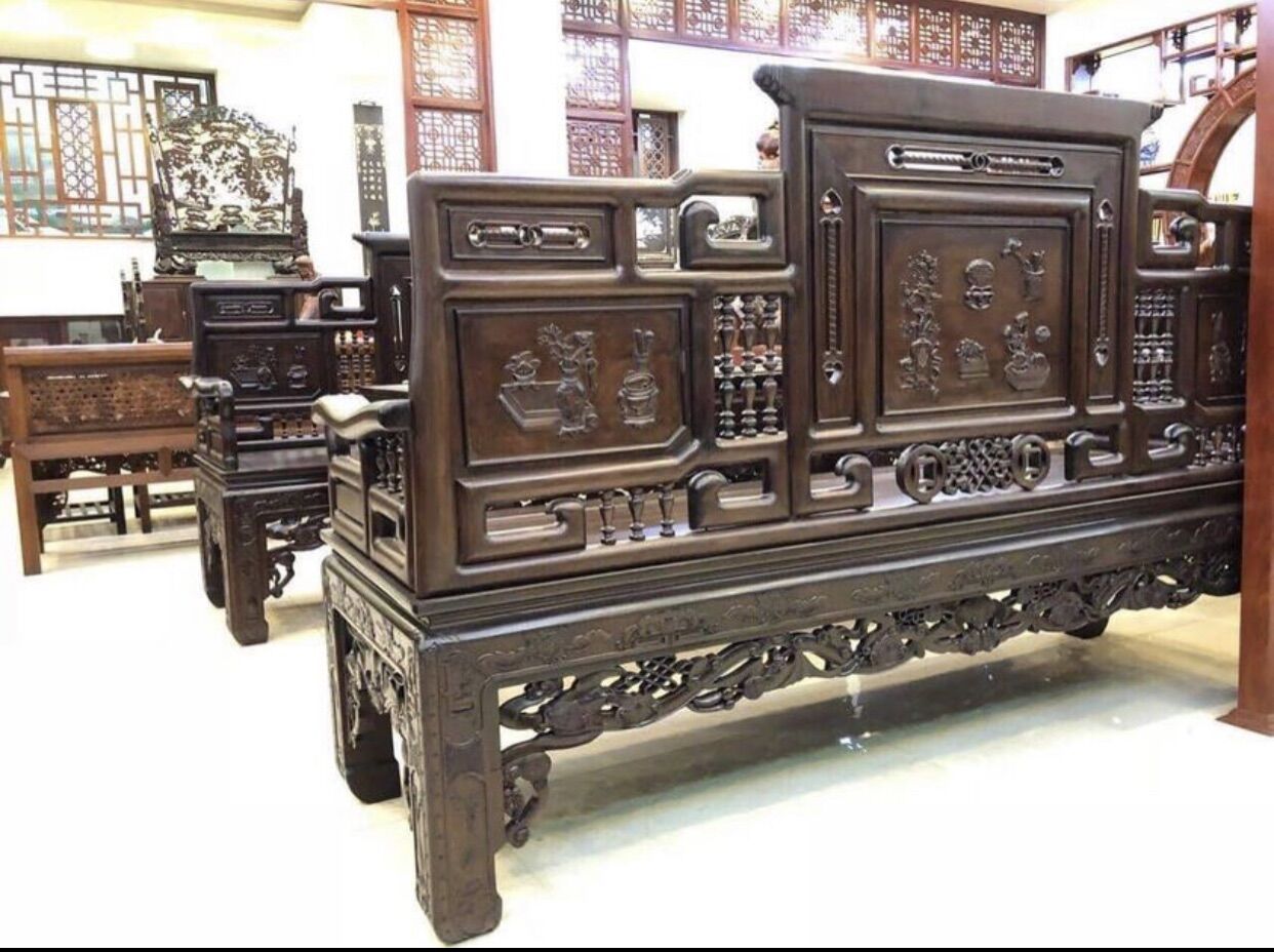 Bộ trường kỉ cổ đồ hàng đại gỗ gụ