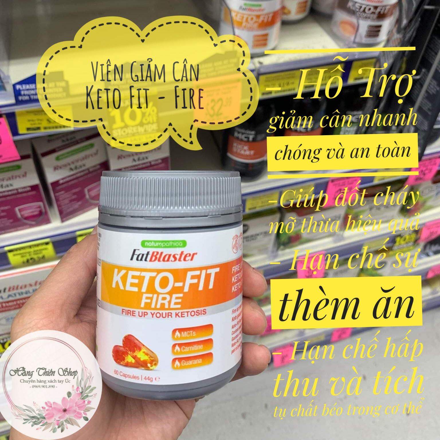Viên uống giảm cân Keto Fit Fire của Flat Blaster lọ 60 viên