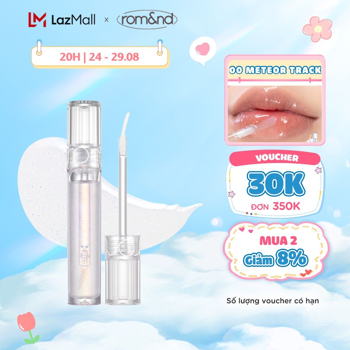 Son tint bóng mịn mượt Hàn Quốc Romand Glasting Water Gloss 4.5g