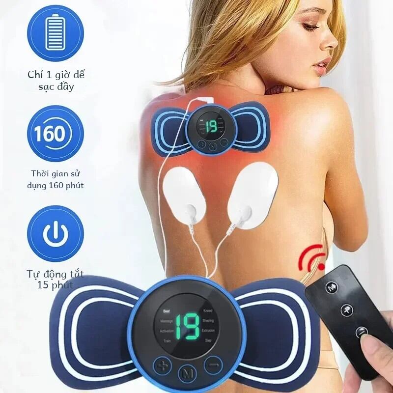 Điện Thông Minh Mini Máy Mát Xa Cổ Di Động Có Miếng Lót Và Điều Khiển Từ Xa Cho Lưng & Vai Thư Giãn Dụng Cụ Massage Cơ Thể