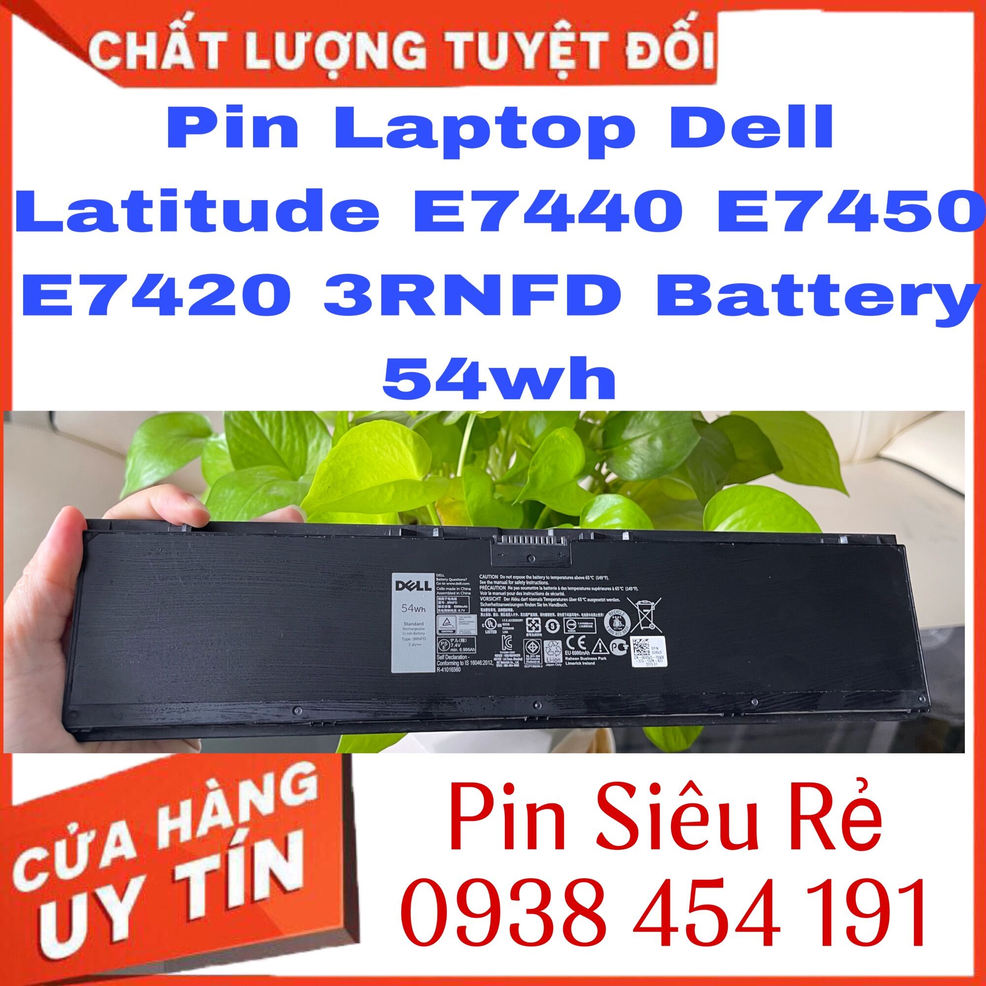 Pin laptop dell latitude e7440 e7450 e7420 3rnfd battery 54wh