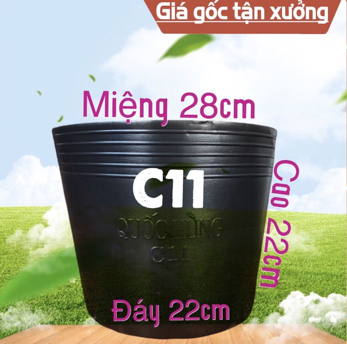 Combo 10 Chậu nhựa C11 trồng cây thương hiệu Quốc Hùng