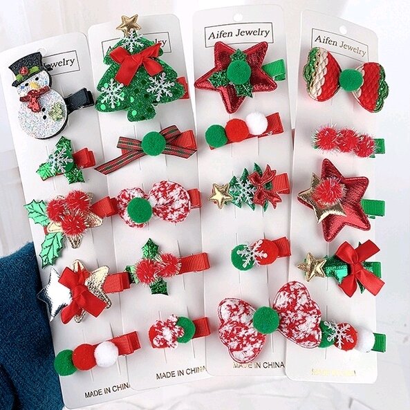 Sét 5 kẹp tóc giáng sinh noel cho bé