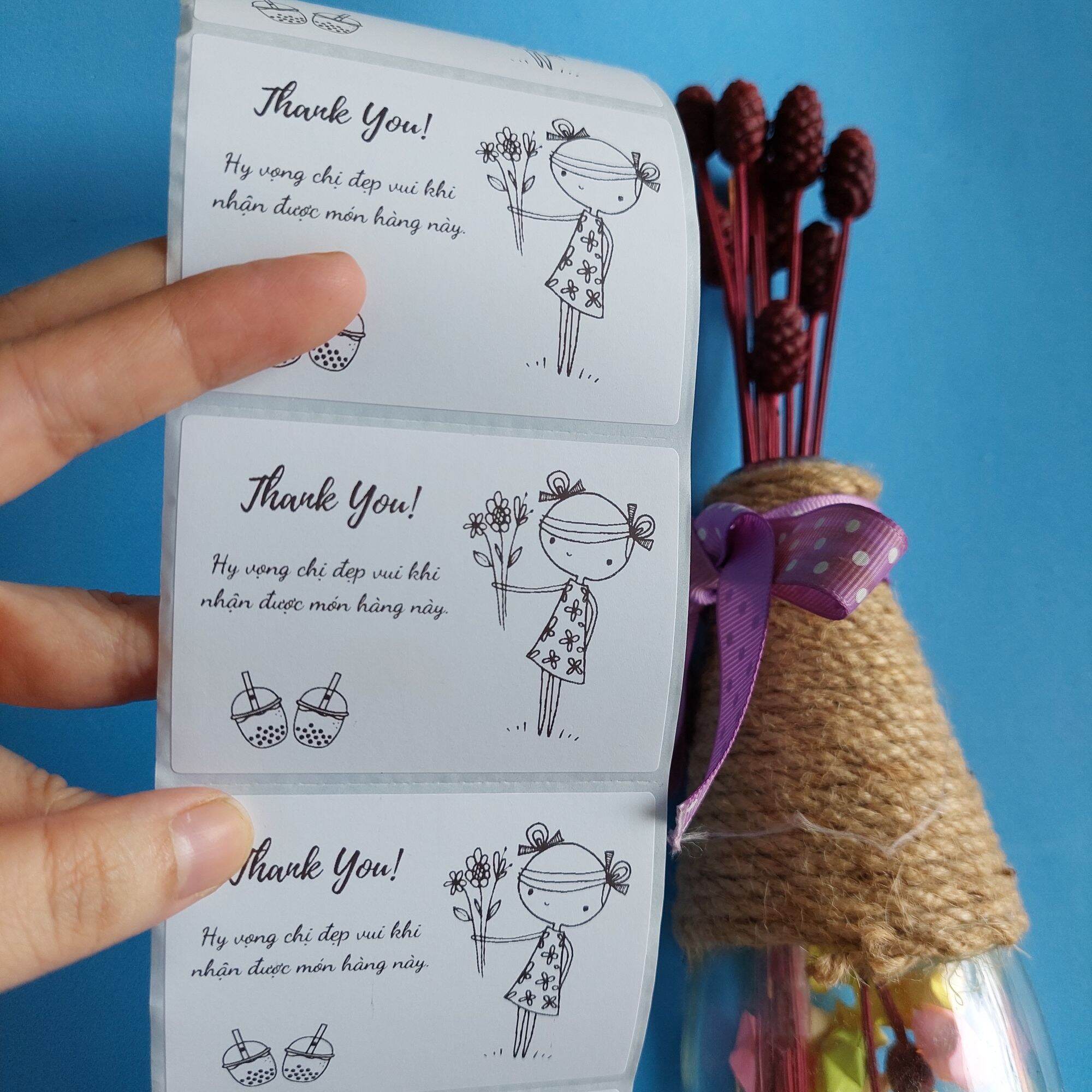 100 Tem decal dán Thank You kích thước 7x5cm