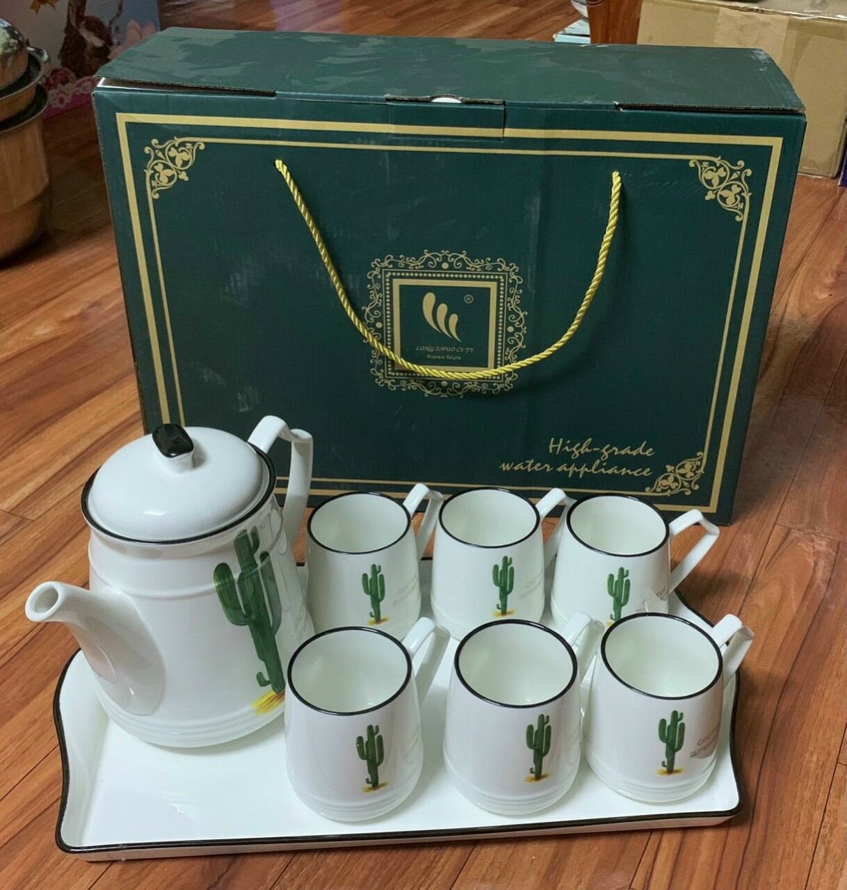 Bộ Ấm Chén Sứ Kiểu Hàn Quốc kèm khay