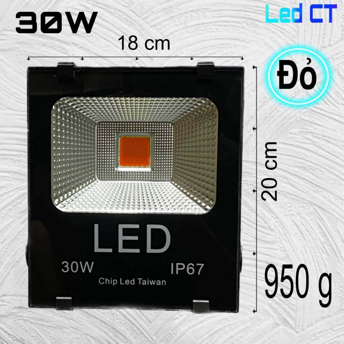 (Combo 2 Cái) Đèn pha LED 30W Thân Nhôm (Trắng, Vàng, Xanh lá, Xanh dương, Đỏ, Đổi màu)