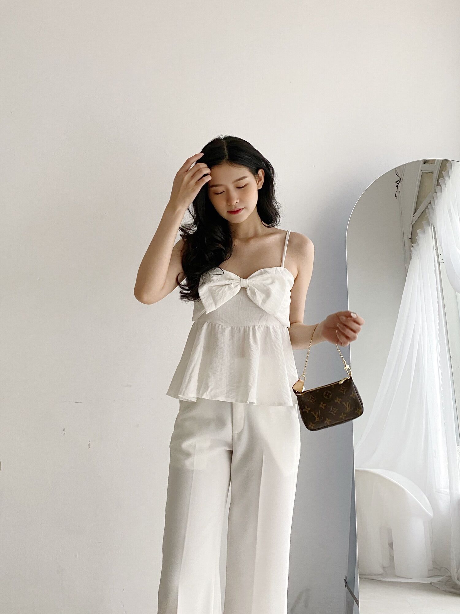 YU CHERRY | Áo nữ Linen Cami Bow Top YA382