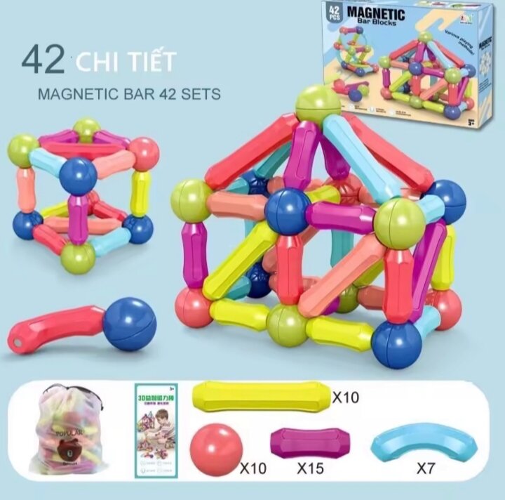 Bộ đồ chơi xếp hình nam châm 42 chi tiết