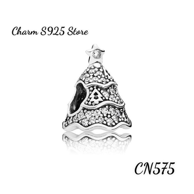 Charm pan ale cây thông noel đính đá bạc s925 cao cấp