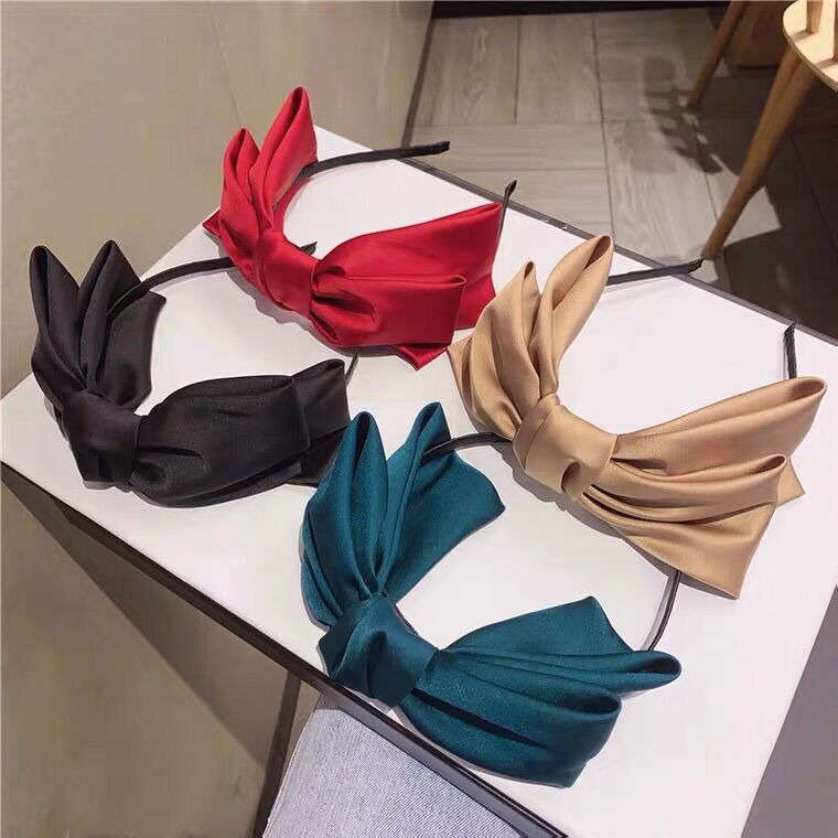 Cài tóc, Bờm tóc Bản Nơ Lụa Lớn phong cách Hàn Quốc Siêu Hot