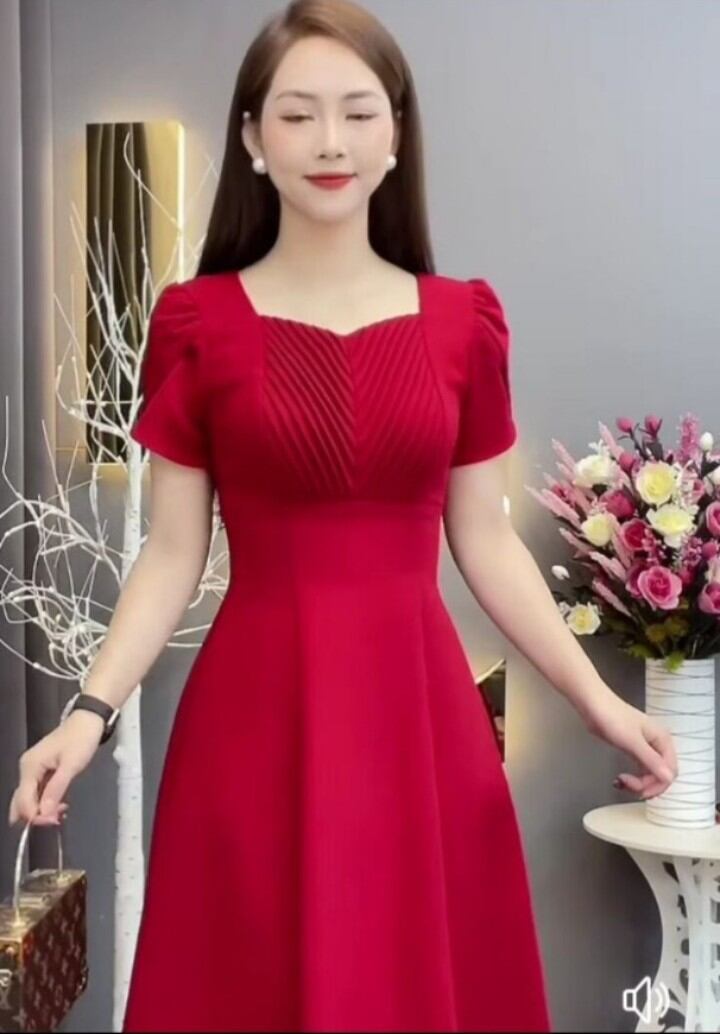 [HCM]Đầm Xòe  nữ cổ cách điệu Đ 007