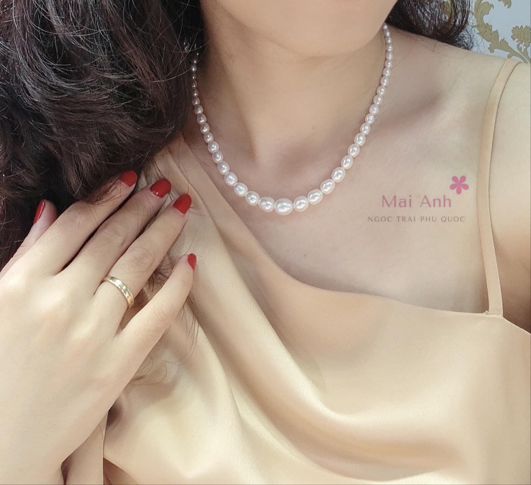 Chuỗi cổ ngọc trai giọt nước 4-9ly