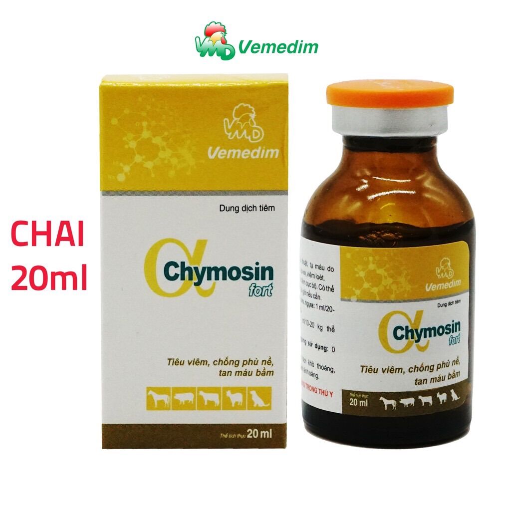 Vemedim CHYMOSIN FORT - Tiêu viêm, chống phù nề, tan máu bầm trên trâu, bò, dê, cừu, ngựa, heo, chó.