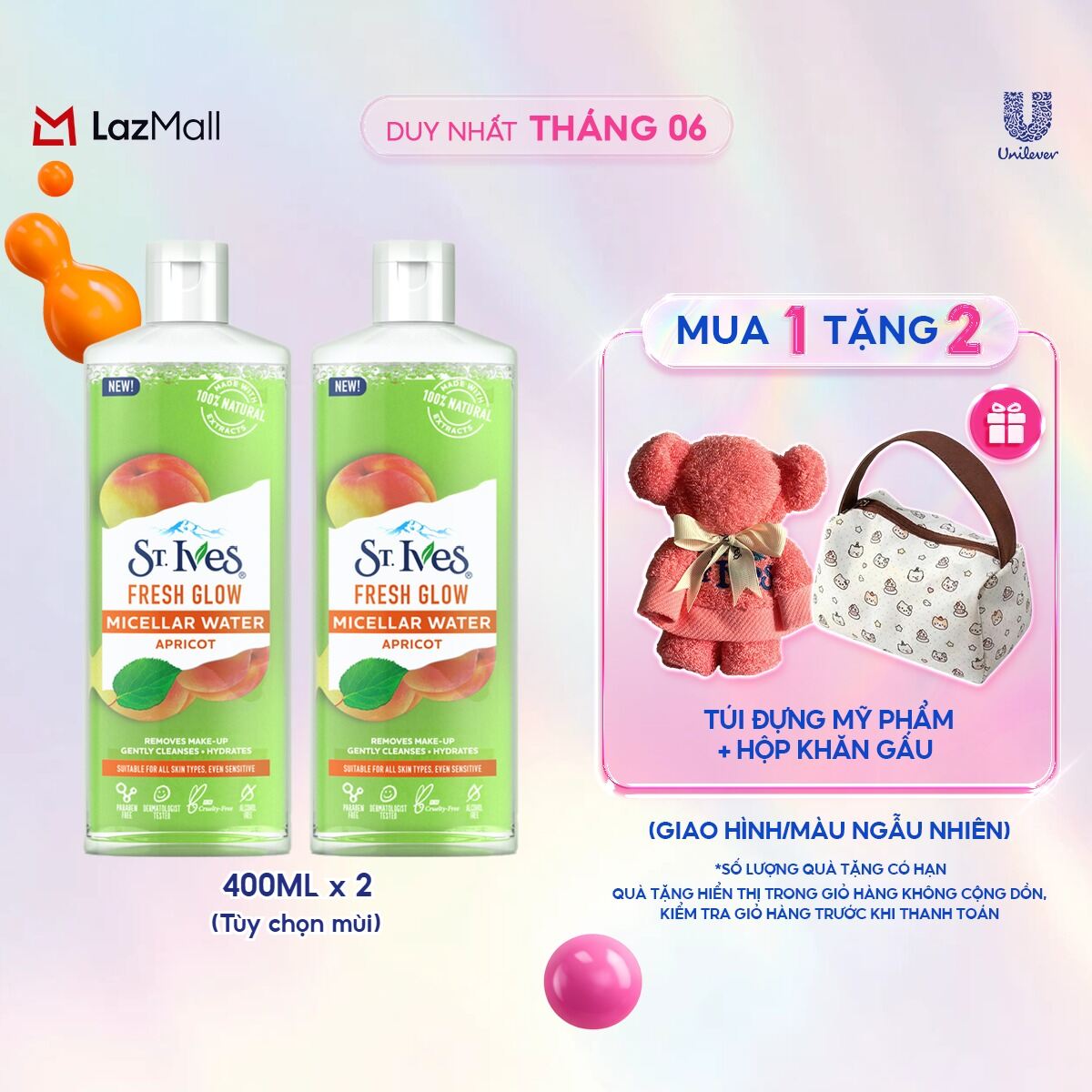 Combo 2 Nước tẩy trang St.ives chiết xuất Tràm Trà / Trái Mơ/ Hoa hồng 400ml