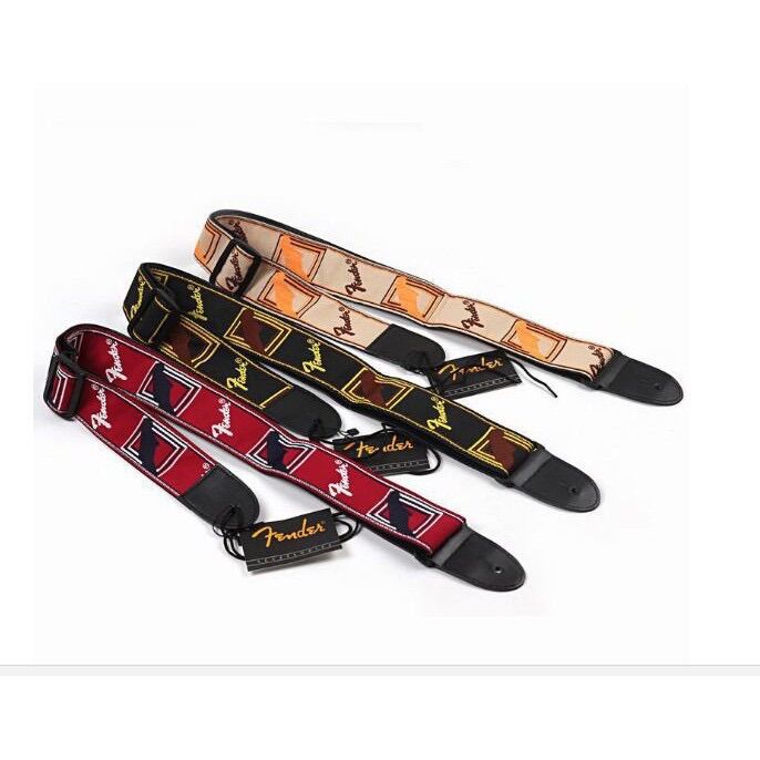 Dây đeo đàn guitar fender màu đen màu đỏ tặng kèm đinh chốt