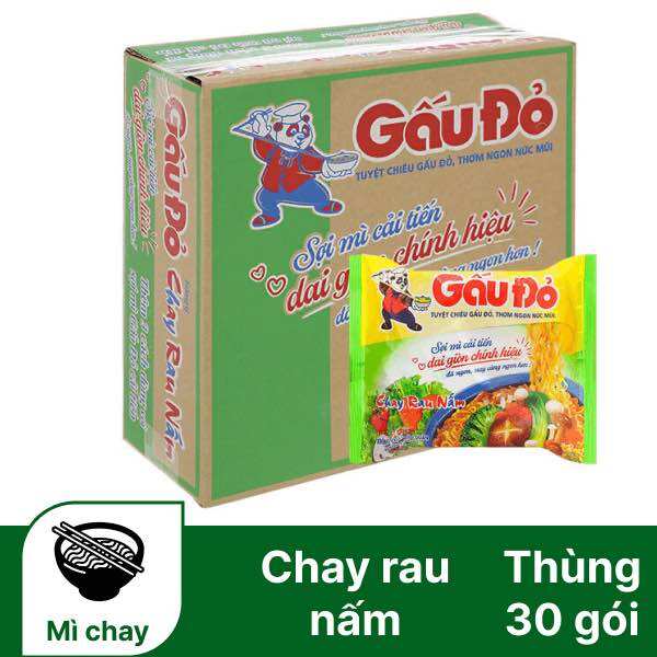Mì Gấu Đỏ Chay rau nấm thùng 30 gói x 64g