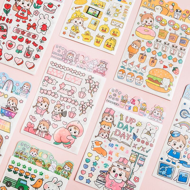 Set 4 tờ sticker dán trang trí siêu dễ thương