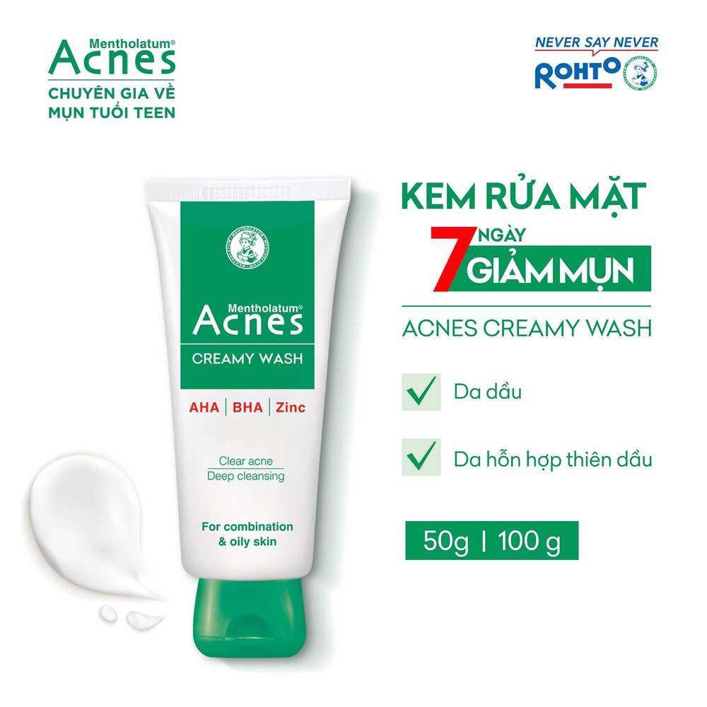 Kem Rửa Mặt Giúp Ngừa Mụn, sáng da, mờ thâm nám Acnes Creamy Wash