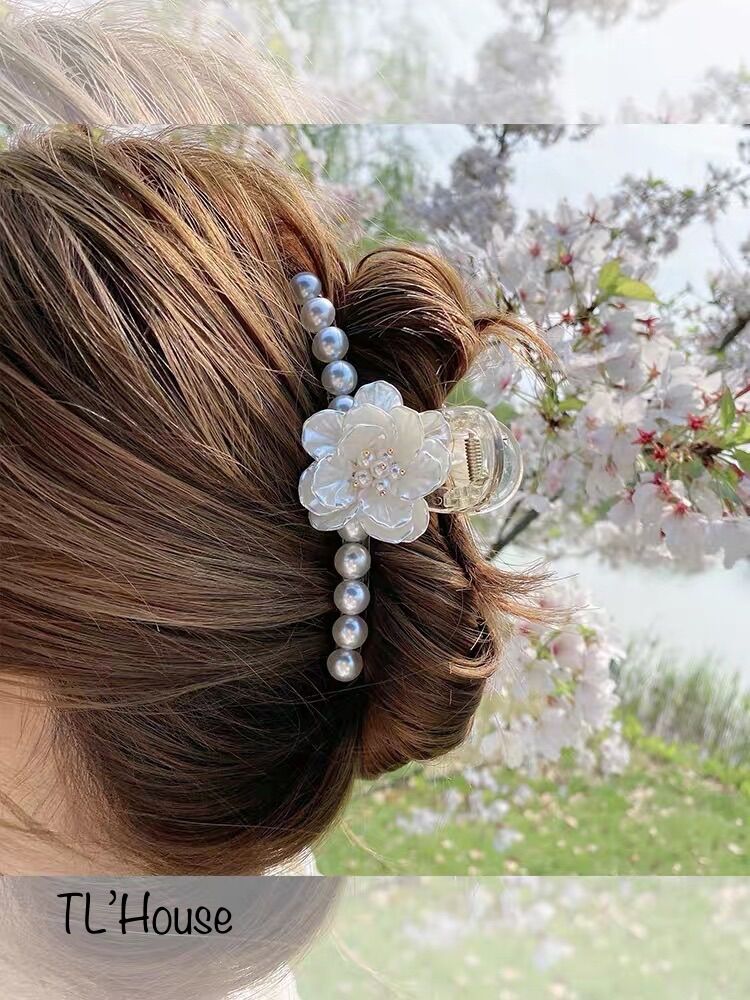 Kẹp tóc gắp ngọc trai đính hoa đá made in korea cao cấp sang xịn