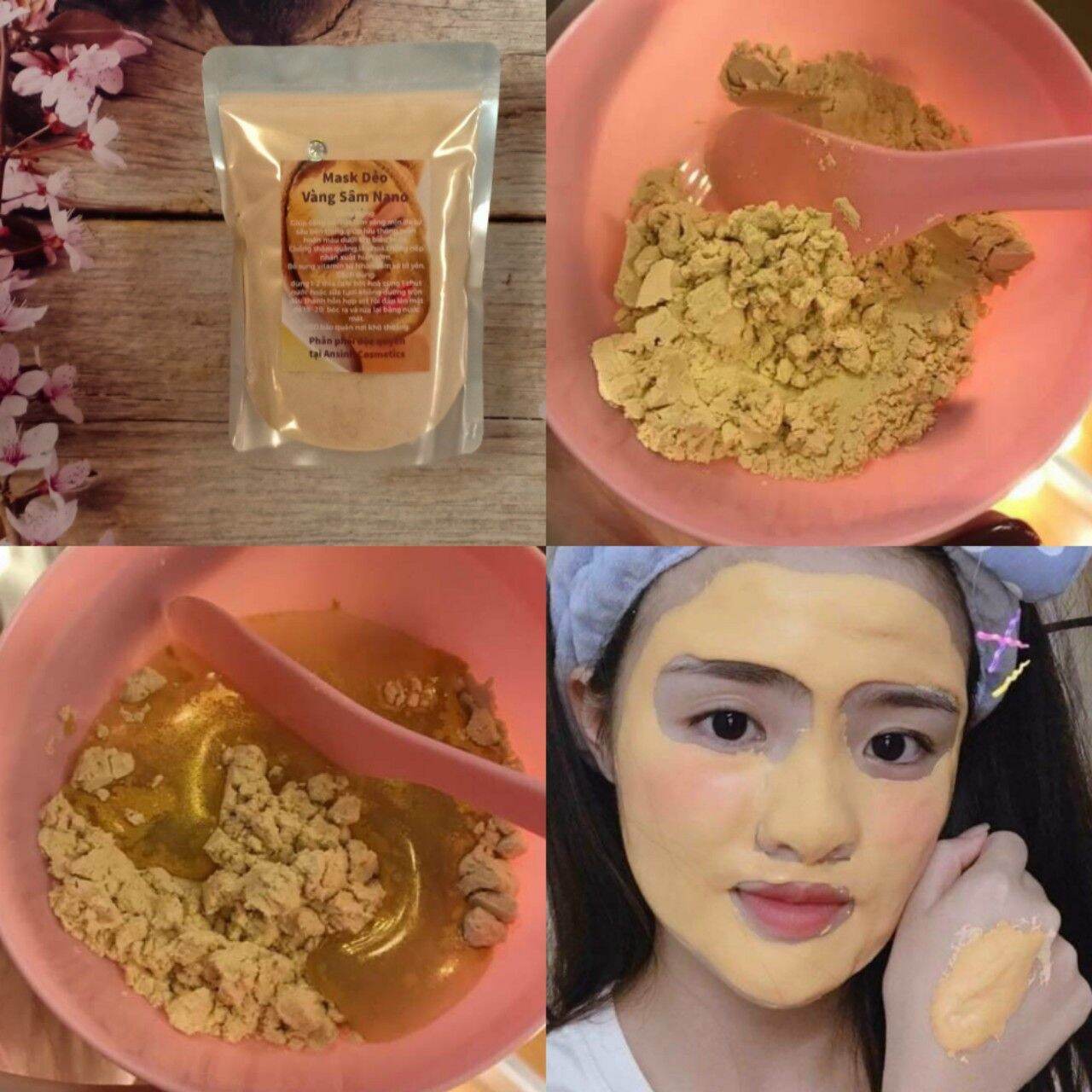 100g mask dẻo vàng sâm gold nano đắp mặt trắng da/chống lão hóa