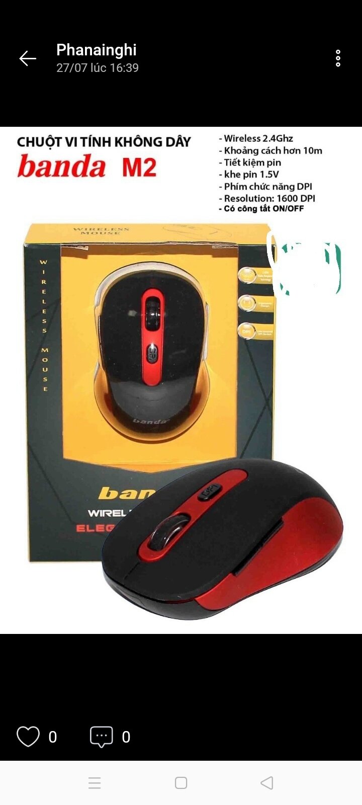Chuột vi tính không dây BANDA 4D WIRELESS MOUSE