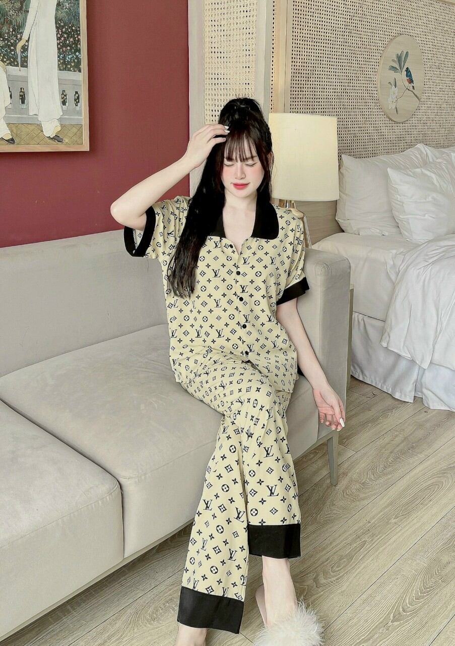 Freesize dưới 55kg - LỤA MANGO PIJAMA ĐỒ BỘ CD - CỔ SEN 2 LÁ có túi quần