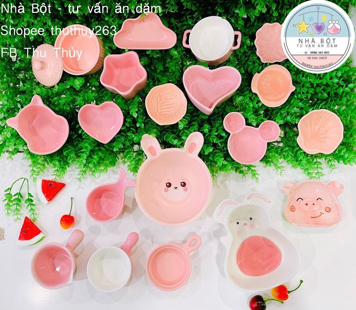 Combo, Set chén bát sứ cho bé ăn dặm Mẫu bé gái