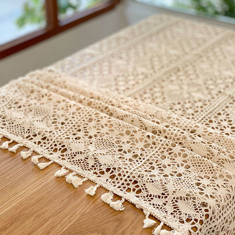 khăn trải bàn ren móc vintage sang trọng
