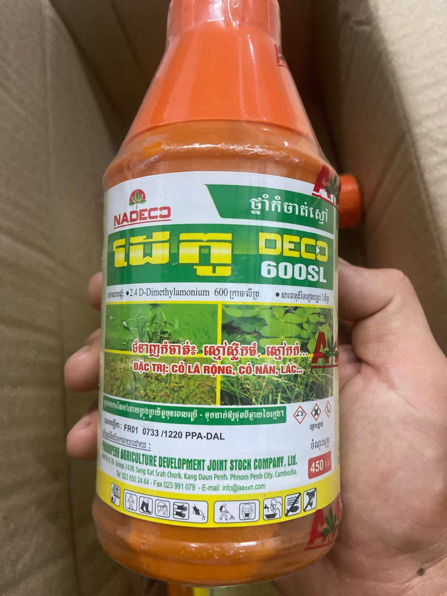 (COMBO 5 CHAI) Thuốc trừ cỏ 2,4D 600sI NICOTEX Diệt trừ các loại cỏ lá rộng (Chai 450ml) nồng độ cũ (Nhập Cambodia)