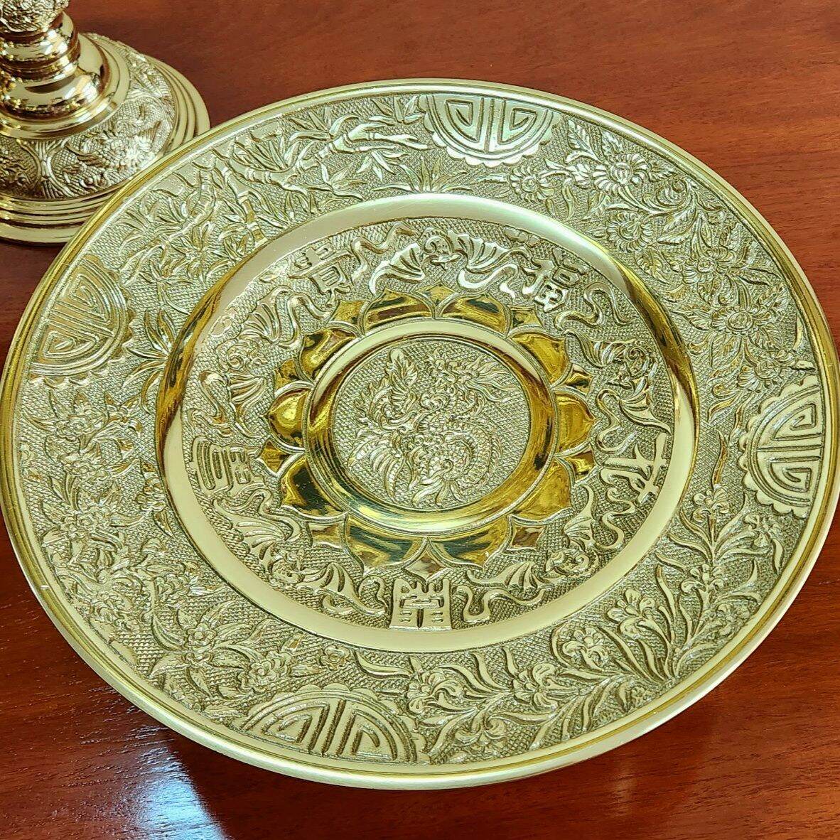 Mâm bồng- mâm quả đồng vàng 24cm MẪU MỚI