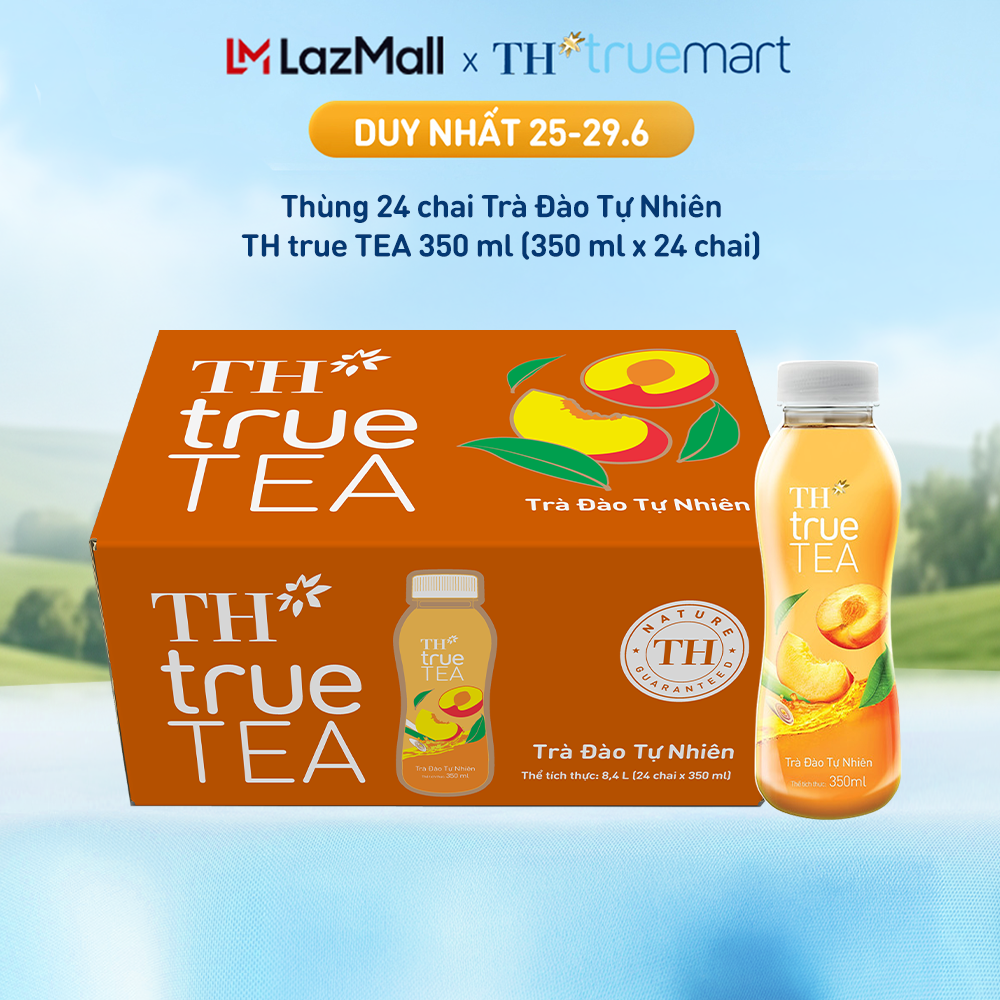 Thùng 24 chai Trà Đào Tự Nhiên TH true TEA 350ml (24 x 350ml)