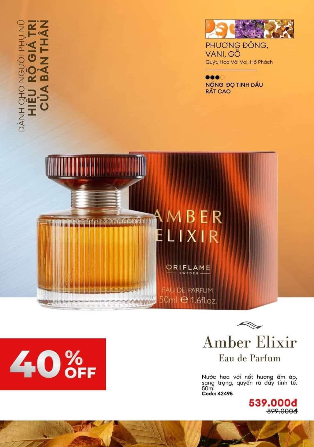 Nước hoa oriflame nữ Amber Elixir Eau De Parfum 50ml 42495