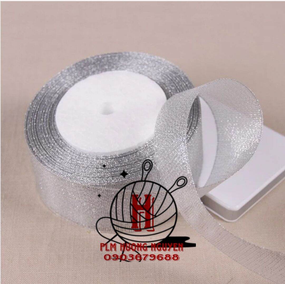 Cuộn ruy băng nhũ vàng nhũ bạc dài 22m, dây gói quà , gói hoa, dây trang trí,phụ liệu nơ bờm,