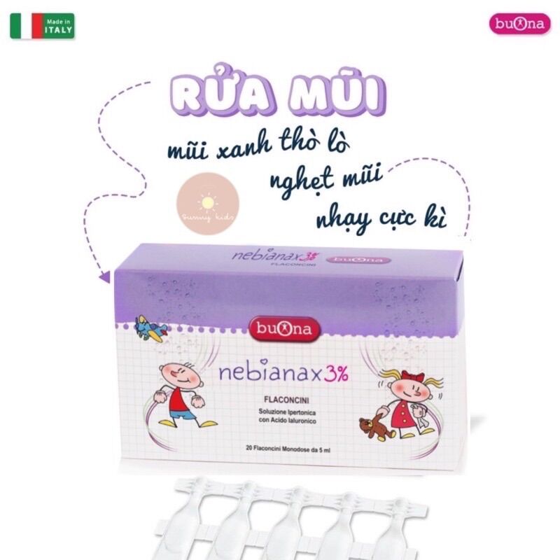 Buona Nebial / Nebianax - Nước muối ưu trương (Hộp 20 ống )