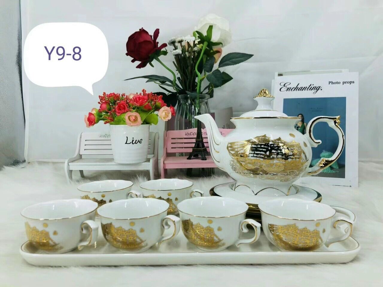 Bộ ấm chén men sứ trắng hàng loại 1 cao cấp
